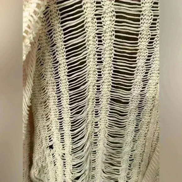 John + Jenn Beige 100% Cotton Long Sleeve Open Knit Cardigan Sweater - Size S - Picture 3 of 7